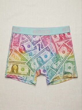 PSD Women’s Pastel Rainbow Money-Print Boxer Briefs - Mint Waistband